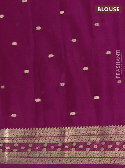 Semi mysore silk saree deep purple with allover zari woven buttas and zari woven border