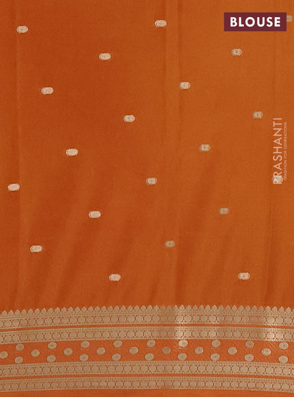 Semi mysore silk saree rust shade with allover zari woven buttas and zari woven border