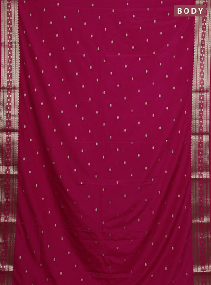 Semi mysore silk saree dark pink with allover zari woven buttas and zari woven border
