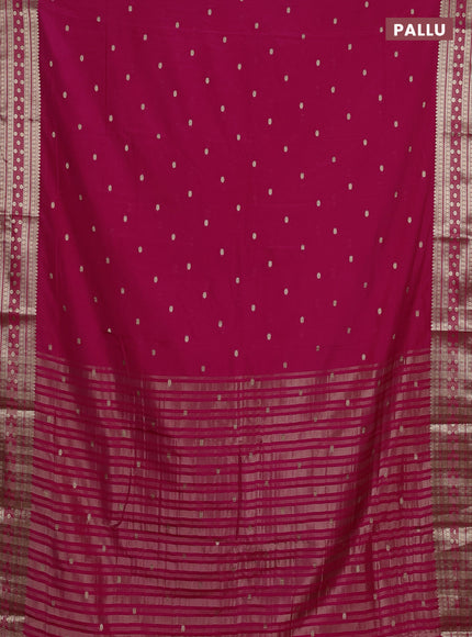 Semi mysore silk saree dark pink with allover zari woven buttas and zari woven border