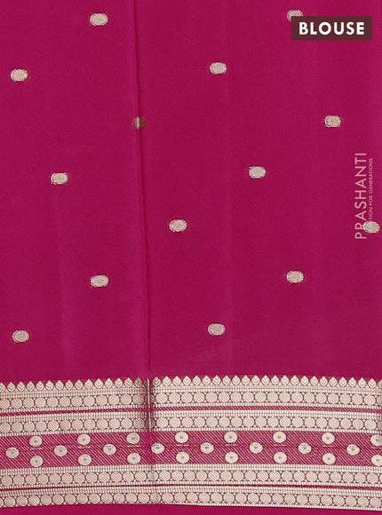 Semi mysore silk saree dark pink with allover zari woven buttas and zari woven border