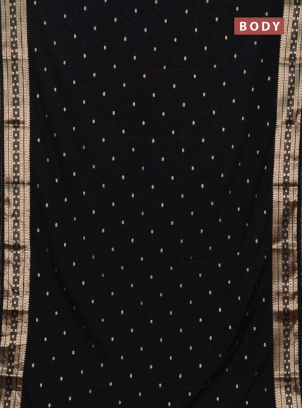 Semi mysore silk saree black with allover zari woven buttas and zari woven border