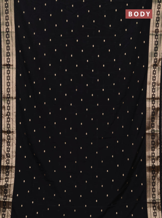 Semi mysore silk saree black with allover zari woven buttas and zari woven border