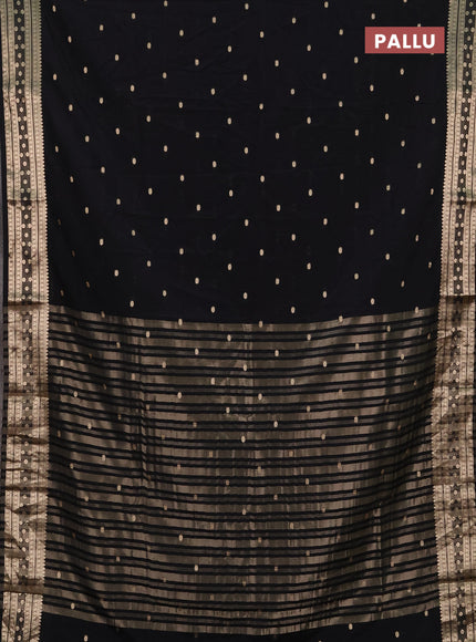 Semi mysore silk saree black with allover zari woven buttas and zari woven border