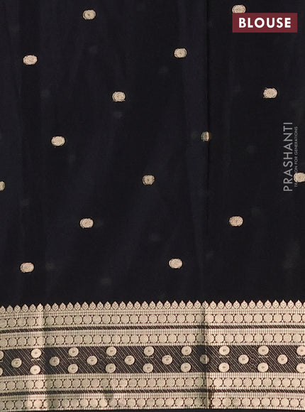 Semi mysore silk saree black with allover zari woven buttas and zari woven border