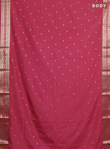 Semi mysore silk saree mauve pink with allover zari woven buttas and zari woven border