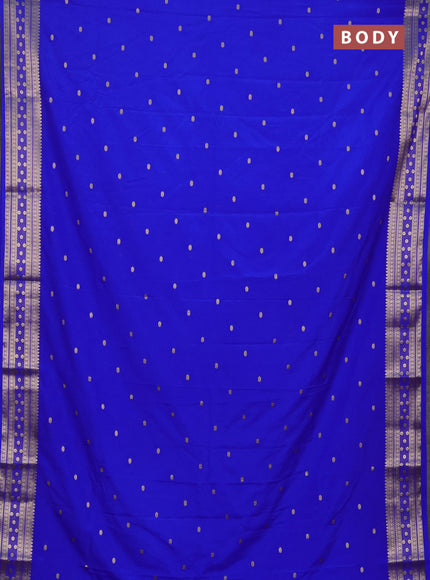 Semi mysore silk saree royal blue with allover zari woven buttas and zari woven border