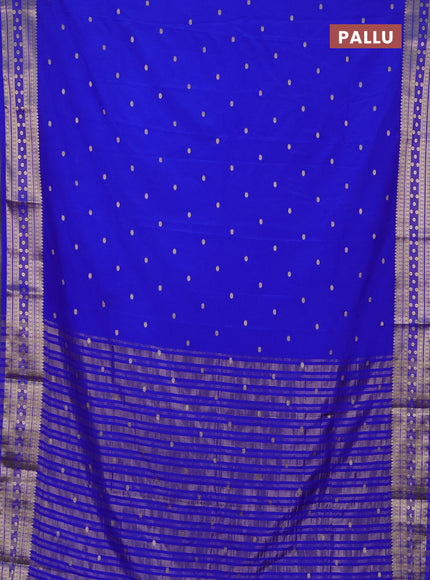Semi mysore silk saree royal blue with allover zari woven buttas and zari woven border