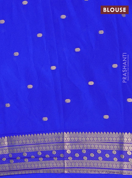 Semi mysore silk saree royal blue with allover zari woven buttas and zari woven border