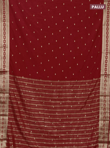 Semi mysore silk saree red with allover zari woven buttas and zari woven border