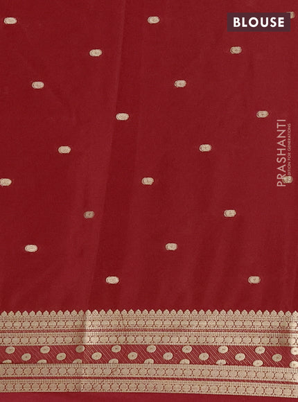 Semi mysore silk saree red with allover zari woven buttas and zari woven border