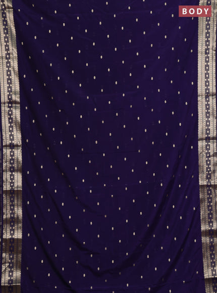 Semi mysore silk saree deep violet with allover zari woven buttas and zari woven border