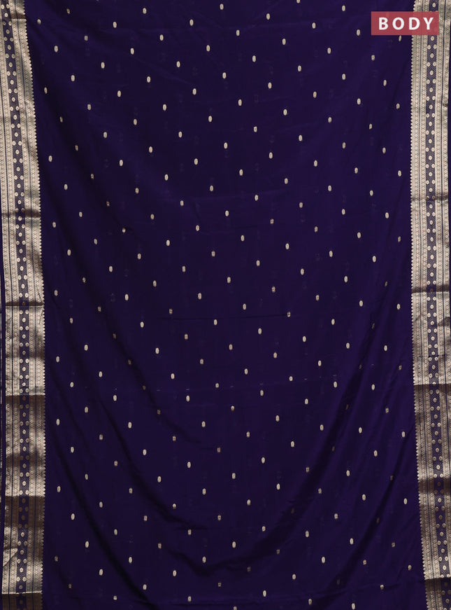 Semi mysore silk saree deep violet with allover zari woven buttas and zari woven border