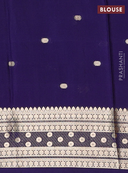 Semi mysore silk saree deep violet with allover zari woven buttas and zari woven border