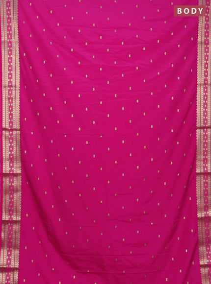 Semi mysore silk saree pink with allover zari woven buttas and zari woven border