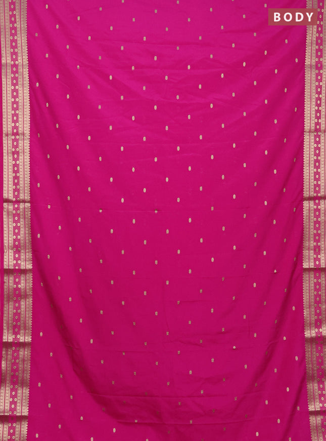 Semi mysore silk saree pink with allover zari woven buttas and zari woven border