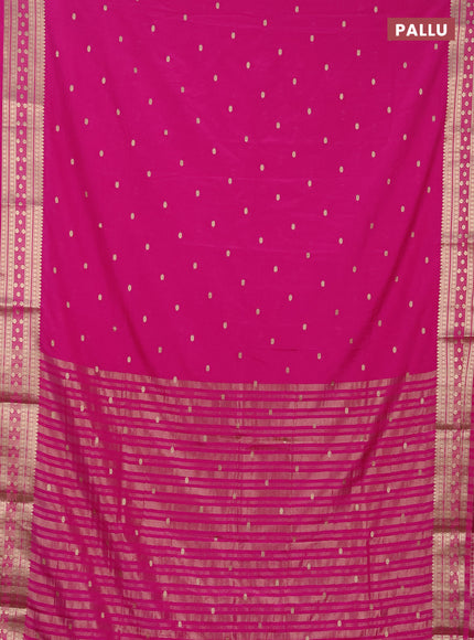 Semi mysore silk saree pink with allover zari woven buttas and zari woven border