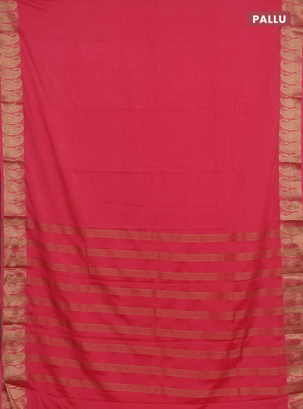 Semi mysore silk saree peach pink with plain body and zari paisley butta border