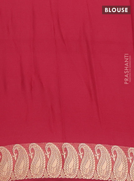 Semi mysore silk saree maroon with plain body and zari paisley butta border