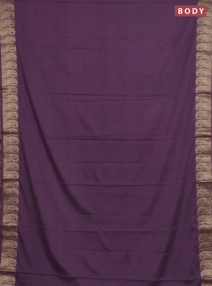Semi mysore silk saree pastel purple with plain body and zari paisley butta border