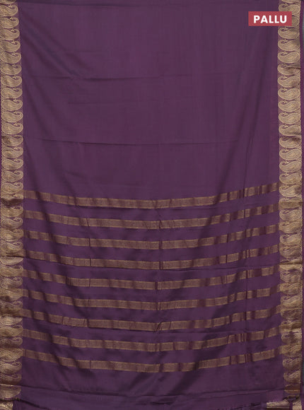 Semi mysore silk saree pastel purple with plain body and zari paisley butta border