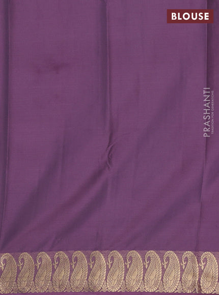 Semi mysore silk saree pastel purple with plain body and zari paisley butta border