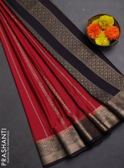 Semi mysore silk saree maroon and jamun with allover zari weaves and zari woven border