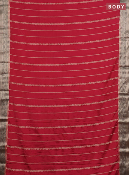 Semi mysore silk saree maroon and jamun with allover zari weaves and zari woven border
