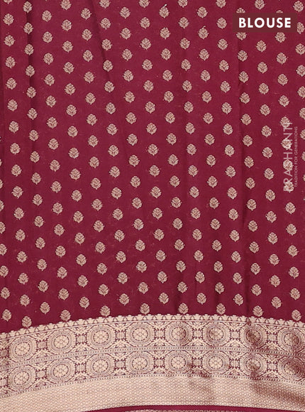 Semi mysore silk saree peach shade and maroon with allover zari weaves and zari woven border