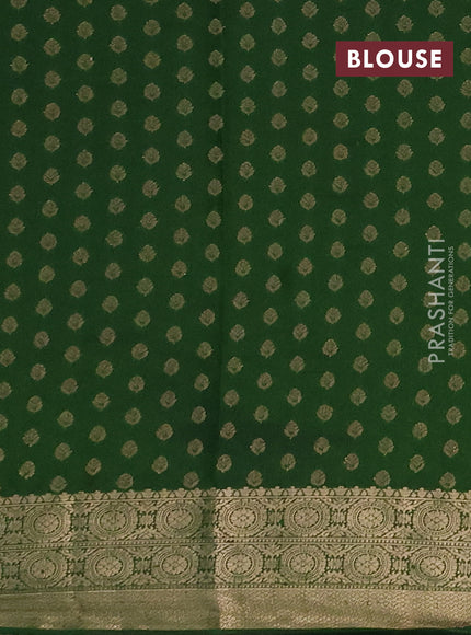 Semi mysore silk saree light green and green with allover zari weaves and zari woven border