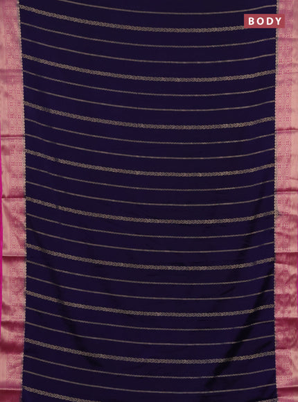 Semi mysore silk saree deep violet and pink with allover zari weaves and zari woven border