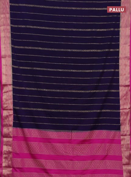 Semi mysore silk saree deep violet and pink with allover zari weaves and zari woven border
