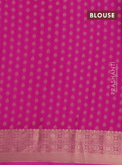 Semi mysore silk saree deep violet and pink with allover zari weaves and zari woven border