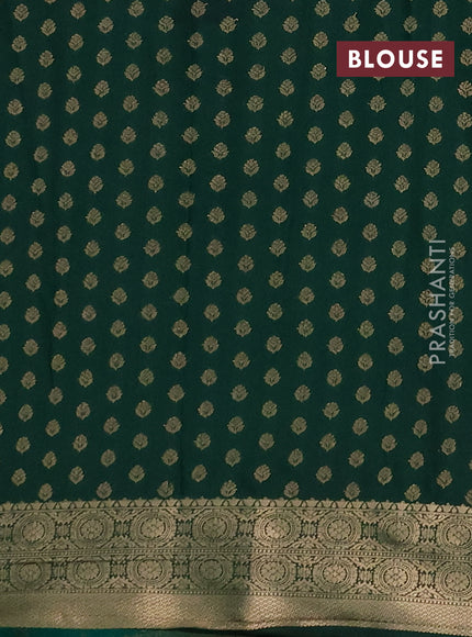 Semi mysore silk saree teal green and green with allover zari weaves and zari woven border