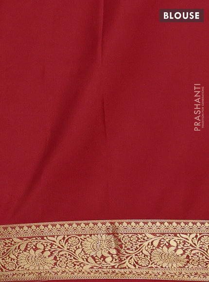 Semi mysore silk saree red with plain body and zari woven border