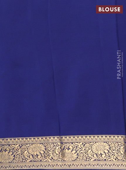 Semi mysore silk saree navy blue with plain body and zari woven border