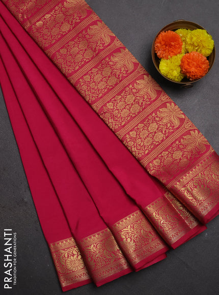 Semi mysore silk saree pink shade with plain body and zari woven border