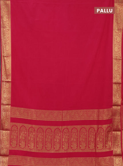 Semi mysore silk saree pink shade with plain body and zari woven border