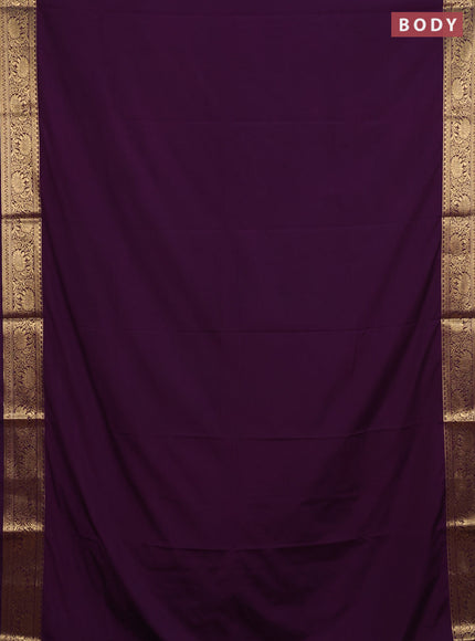 Semi mysore silk saree purple with plain body and zari woven border