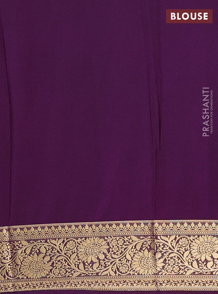 Semi mysore silk saree purple with plain body and zari woven border