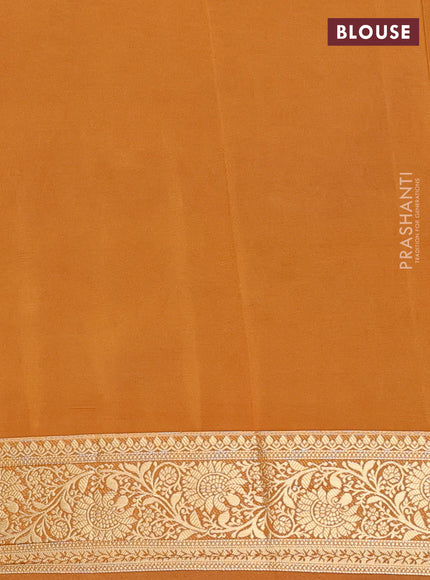Semi mysore silk saree dark mustard with plain body and zari woven border