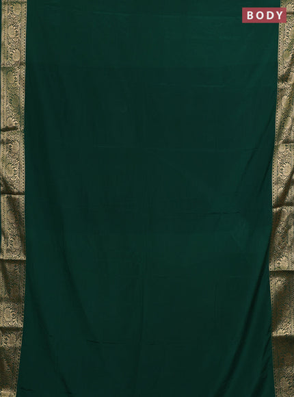 Semi mysore silk saree green with plain body and zari woven border