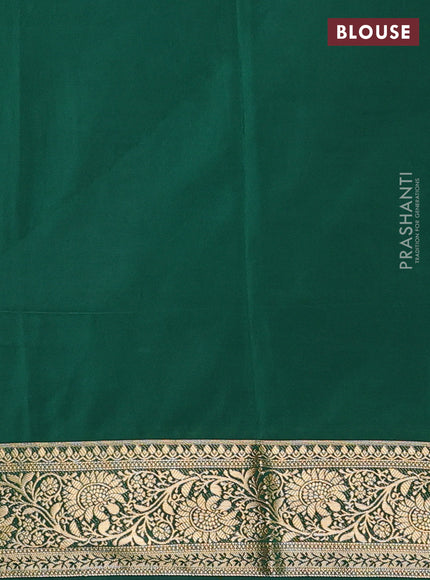 Semi mysore silk saree green with plain body and zari woven border