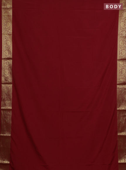 Semi mysore silk saree red shade with plain body and zari woven border