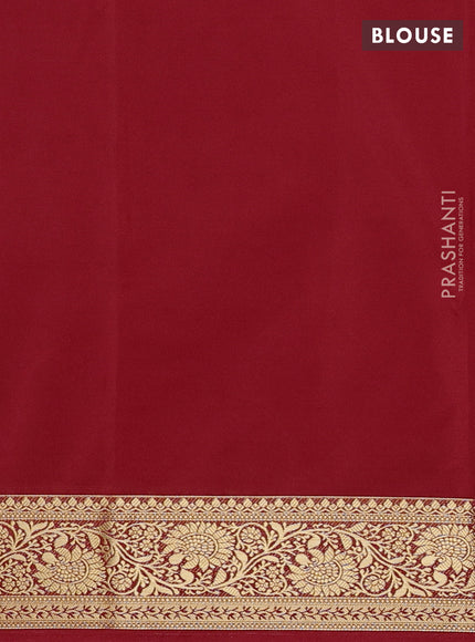Semi mysore silk saree red shade with plain body and zari woven border