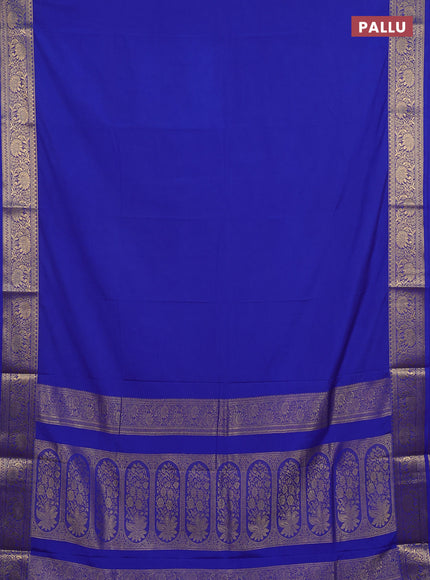 Semi mysore silk saree blue with plain body and zari woven border