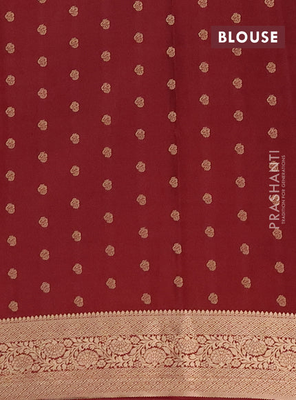 Semi mysore silk saree rustic orange and maroon with allover zari weaves and zari woven border