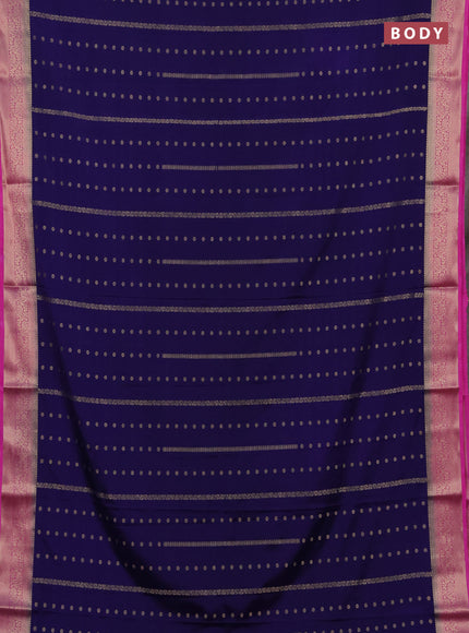 Semi mysore silk saree navy blue and pink with allover zari weaves and zari woven border