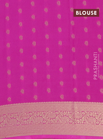 Semi mysore silk saree navy blue and pink with allover zari weaves and zari woven border