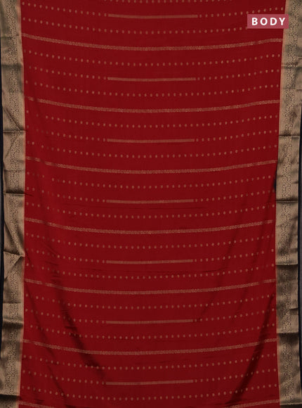 Semi mysore silk saree red and dark navy blue with allover zari weaves and zari woven border